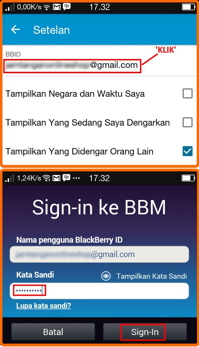 cara ganti password bbm di android