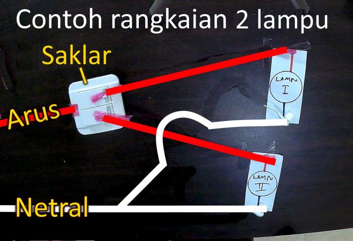 cara pasang instalasi saklar lampu single double tiga empat