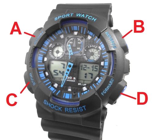 cara setting atur jam tangan analog digital dual time