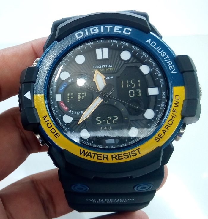 cara setting jam digitec dual time analog digital anadigi