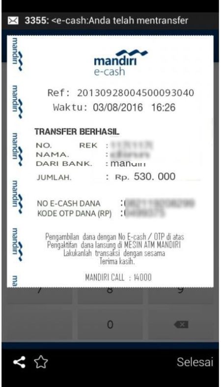 contoh struk transfer mandiri e-cash palsu olx