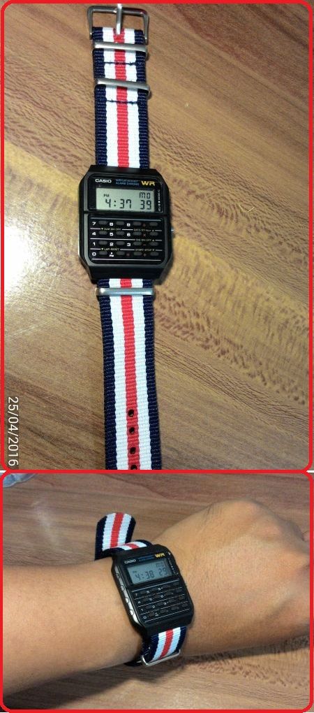 foto jam tangan casio digital pakai strap nato zulu